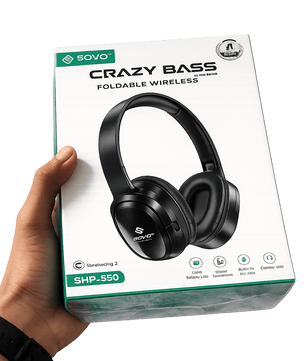 🎧SOVO Crazy-Bass SHP-550 Wireless Bluetooth Headphones – Deep Bass, Hi-Fi Stereo Sound, Long Battery Life & Comfortable Over-Ear Design - Zentrix