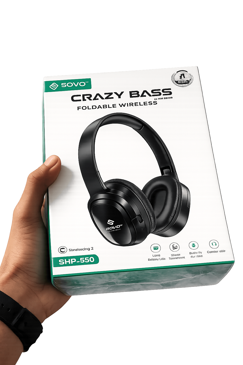 🎧SOVO Crazy-Bass SHP-550 Wireless Bluetooth Headphones – Deep Bass, Hi-Fi Stereo Sound, Long Battery Life & Comfortable Over-Ear Design - Zentrix