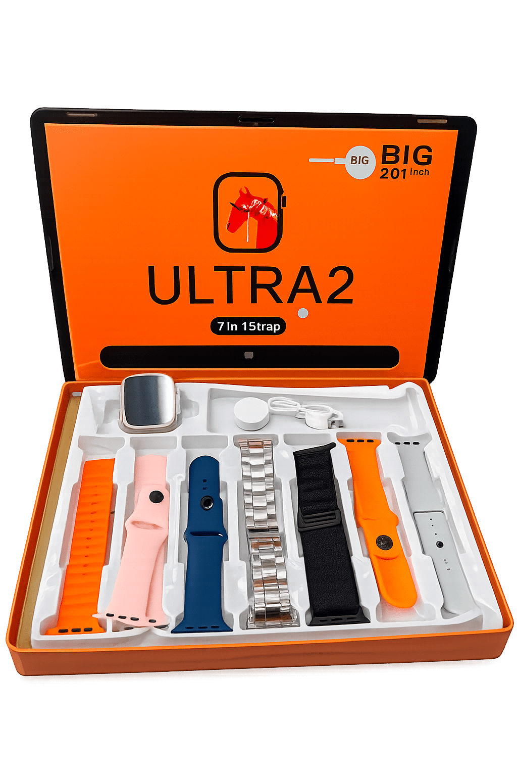 Ultra 2 Smart Watch 2.01" HD Display with 7 Interchangeable Straps & Wireless Charger | Bluetooth Calling Fitness Smartwatch for Android & iPhone - Zentrix