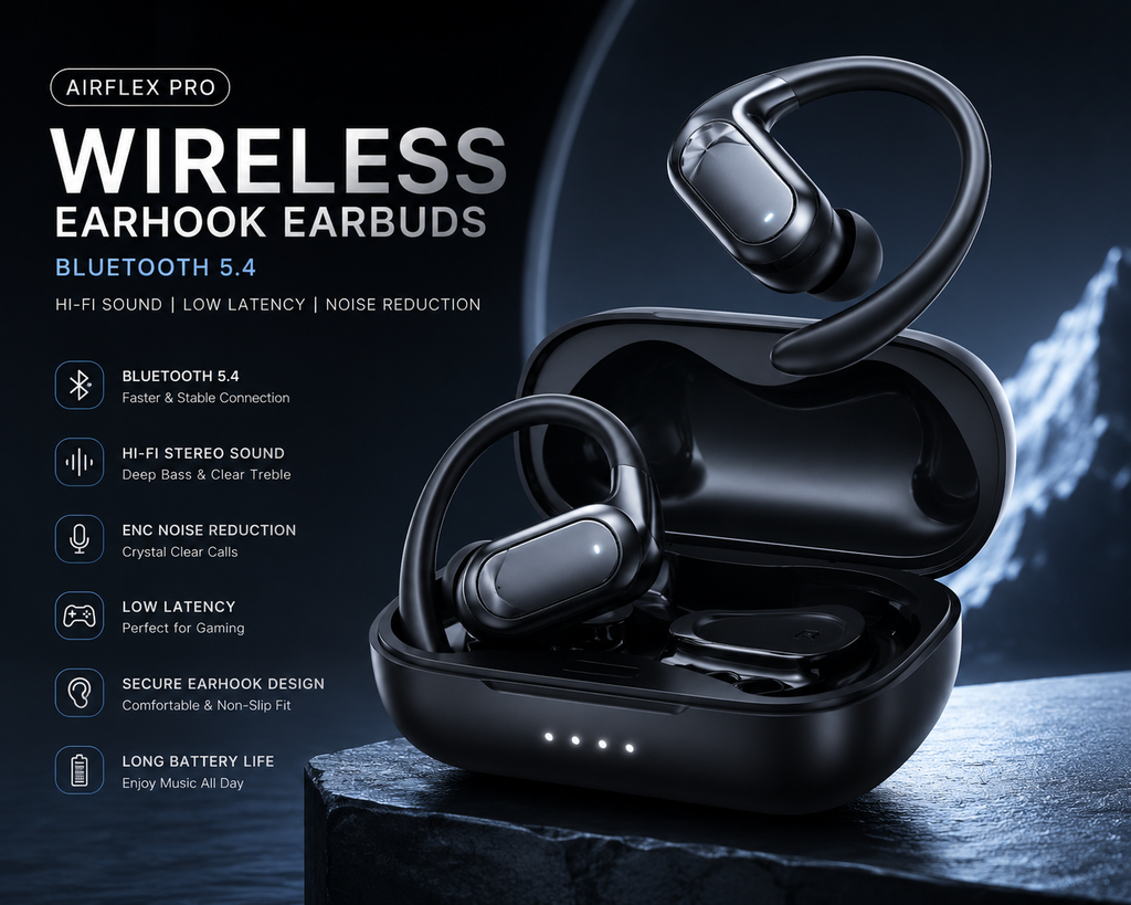🎧 AirFlex Pro Wireless Bluetooth 5.4 Earbuds