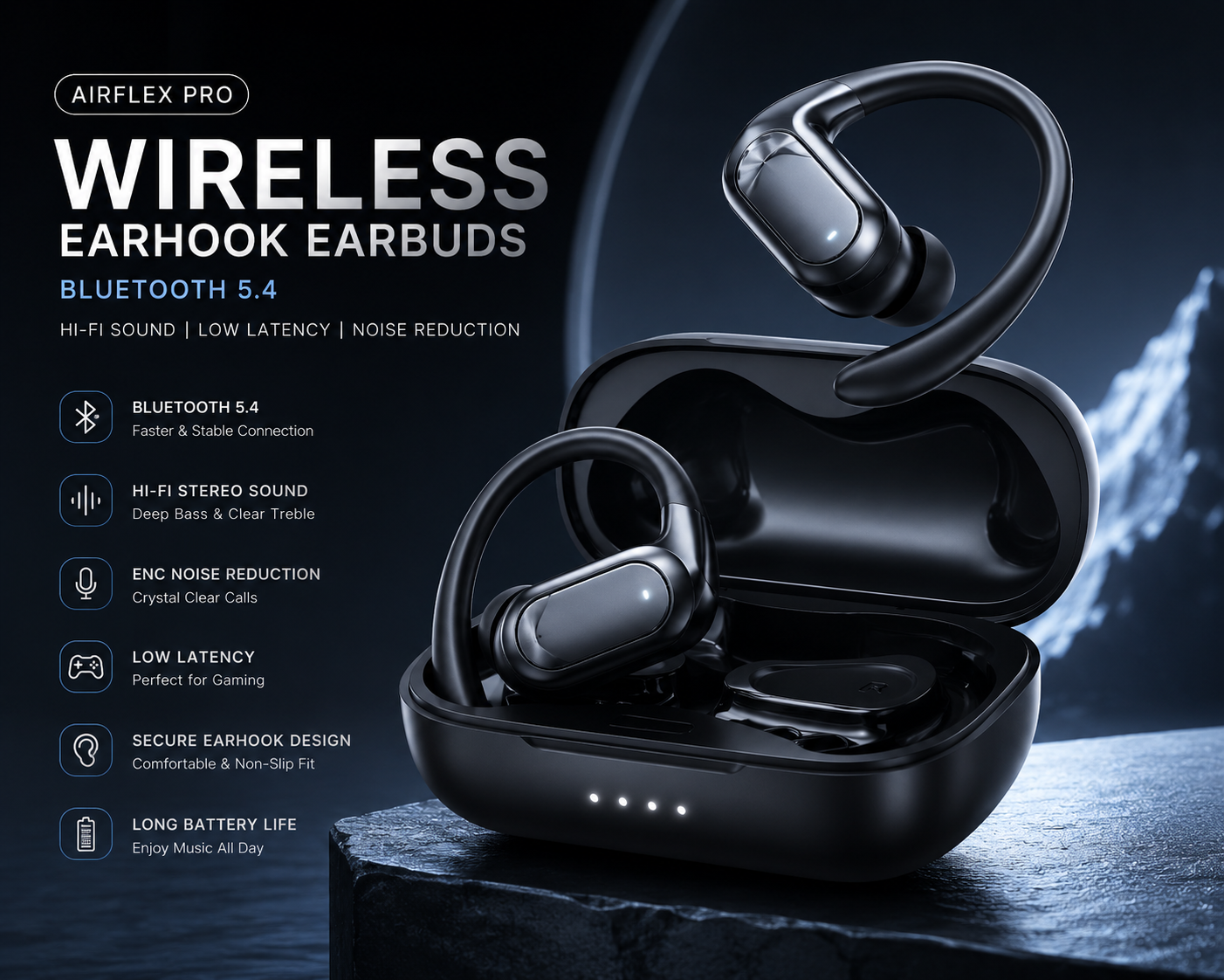🎧 AirFlex Pro Wireless Bluetooth 5.4 Earbuds