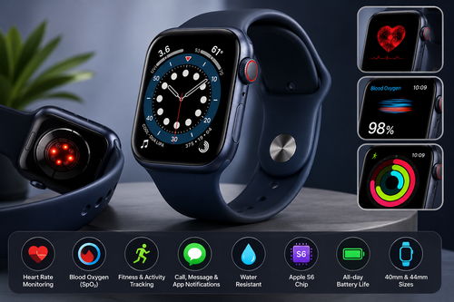 Apple Watch Series 6 (GPS) 40mm / 44mm – Premium Aluminum Case with Sport Band | Original Smart Watch for iOS
