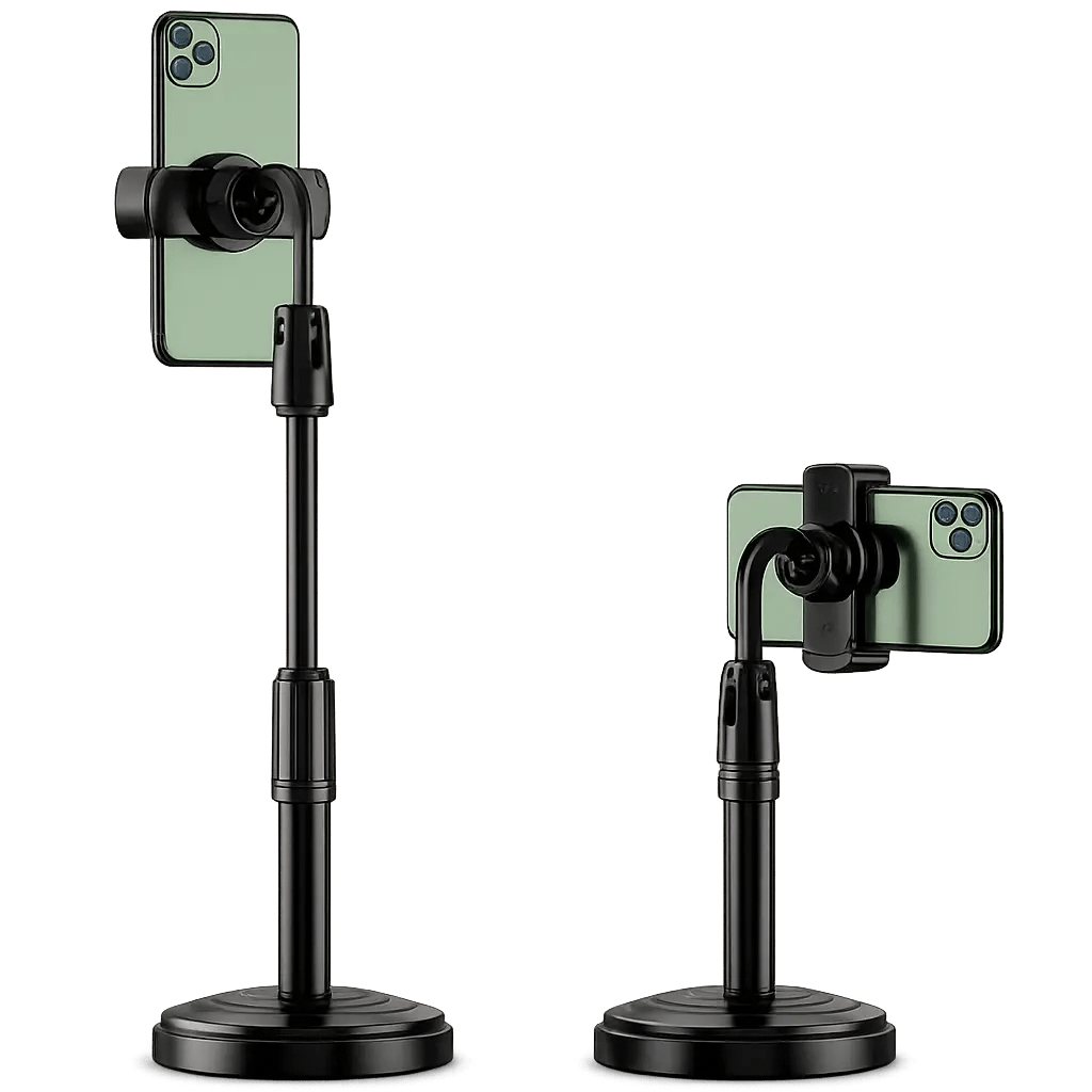 Adjustable Mobile Phone Stand with Flexible Gooseneck Arm – Height Adjustable Desktop Phone Holder for Video Calls, Live Streaming & Content Creation - Zentrix