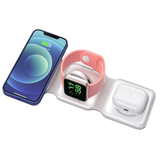 3 in 1 Magnetic Foldable Wireless Charger 15W Fast Charging Station for iPhone, Apple Watch & AirPods | Portable MagSafe Charging Dock - Zentrix