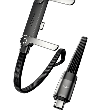 240W Type-C to Type-C Fast Charging Cable with Adjustable Phone Stand | 90° Elbow PD 3.1 Gaming USB-C Cable (1.5M) - Zentrix