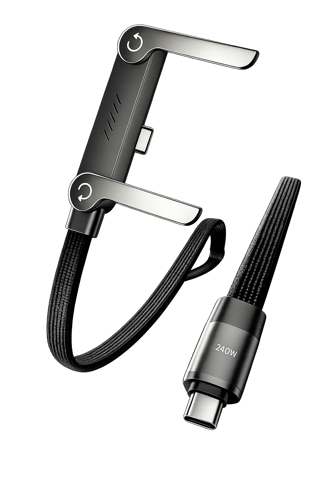 240W Type-C to Type-C Fast Charging Cable with Adjustable Phone Stand | 90° Elbow PD 3.1 Gaming USB-C Cable (1.5M) - Zentrix