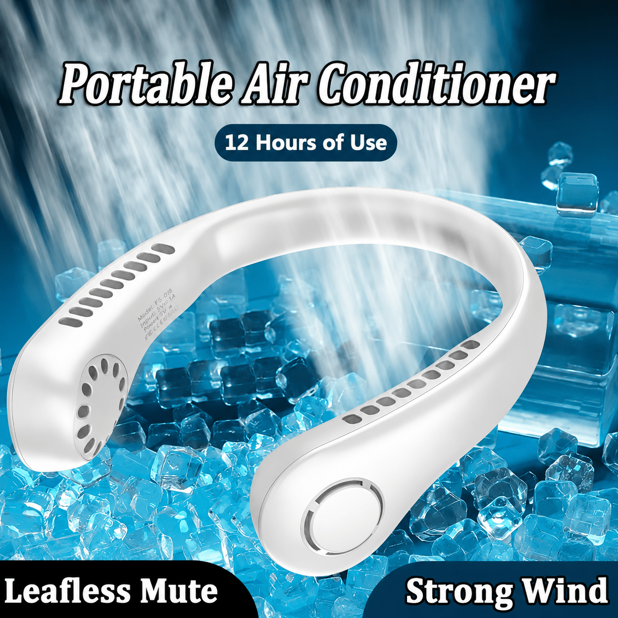 Portable Rechargeable Bladeless Neck Fan – Hands-Free Hanging Cooling Fan with 3 Speed Airflow - Zentrix