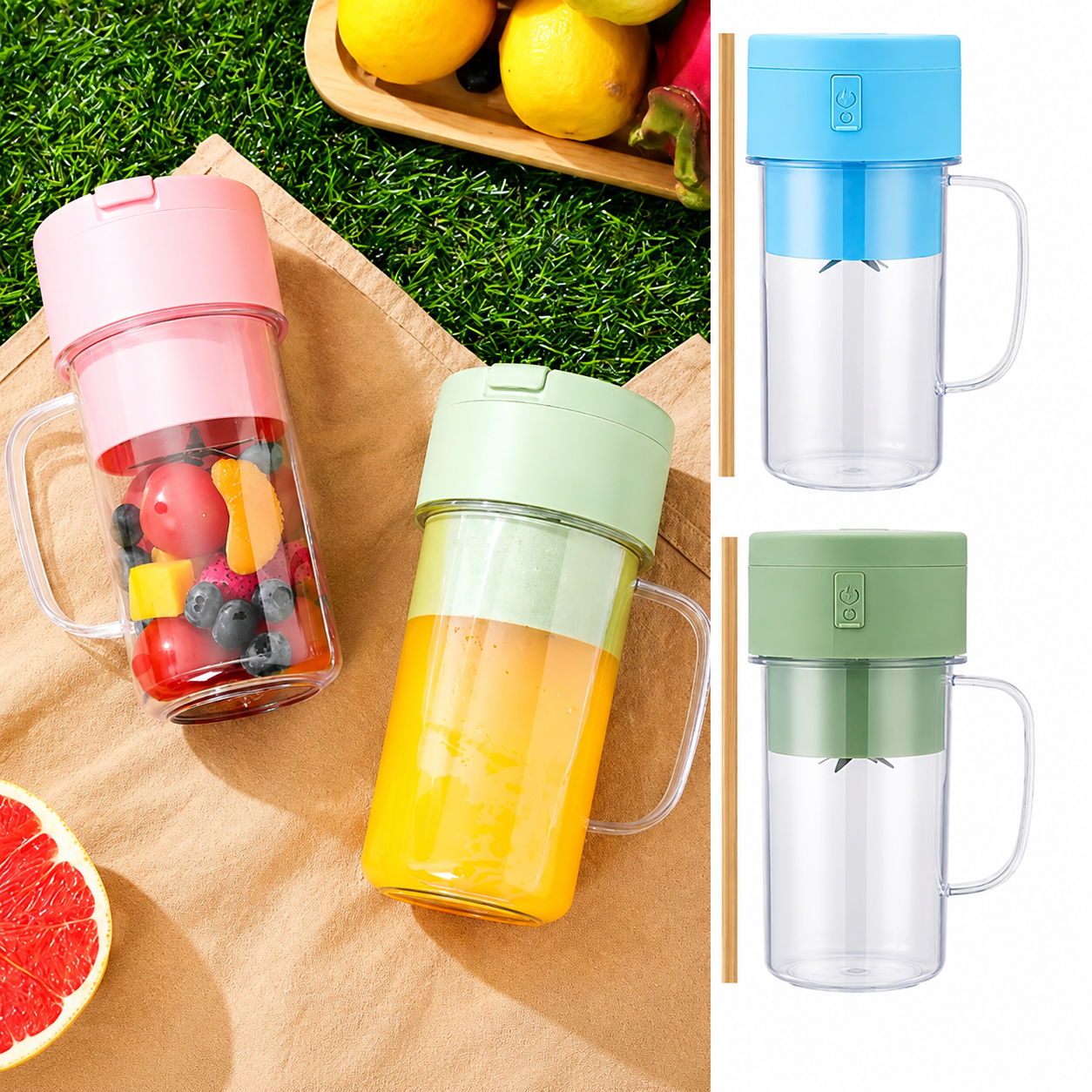 Portable USB Rechargeable Mini Juicer Blender Cup with Straw – Personal Smoothie Maker for Home, Office & Travel - Zentrix