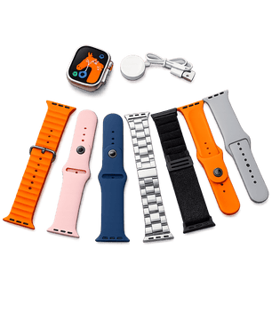 Ultra 2 Smart Watch 2.01" HD Display with 7 Interchangeable Straps & Wireless Charger | Bluetooth Calling Fitness Smartwatch for Android & iPhone - Zentrix