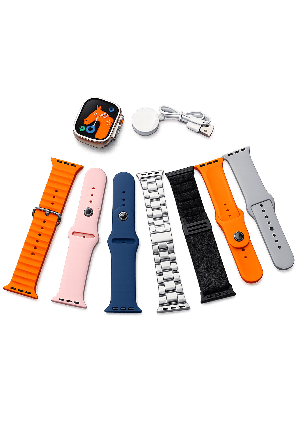 Ultra 2 Smart Watch 2.01" HD Display with 7 Interchangeable Straps & Wireless Charger | Bluetooth Calling Fitness Smartwatch for Android & iPhone - Zentrix
