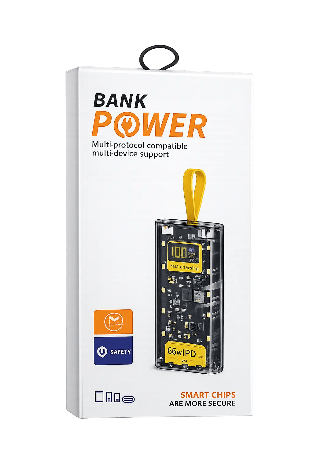 Transparent Power Bank 20000mAh 66W Fast Charging – LED Digital Display, Emergency Flashlight, Portable High-Speed Power Bank for Android & iPhone - Zentrix