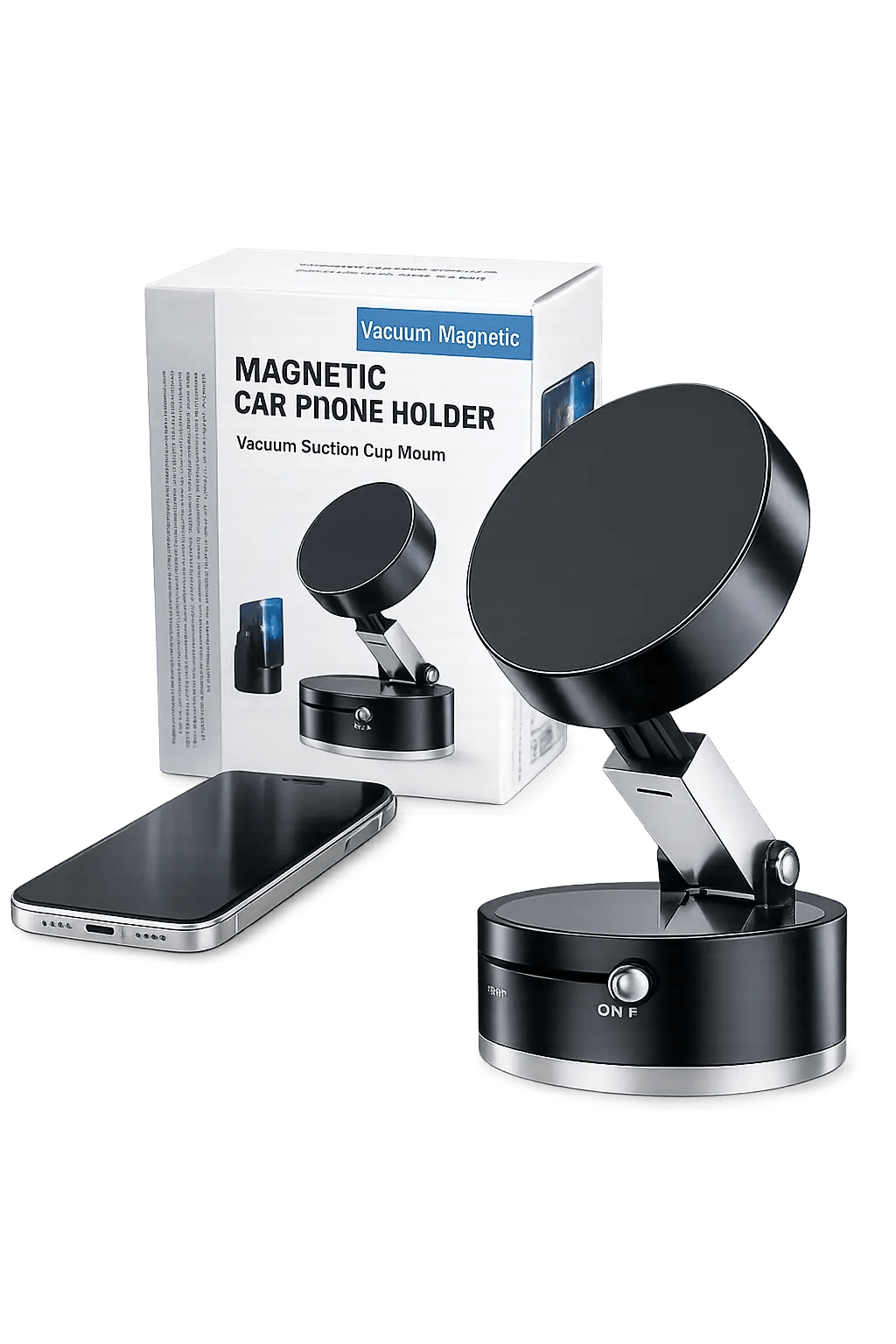 360° Magnetic Car Phone Holder – Vacuum Suction Dashboard Mount | Strong Magnet & Universal Smartphone Stand - Zentrix
