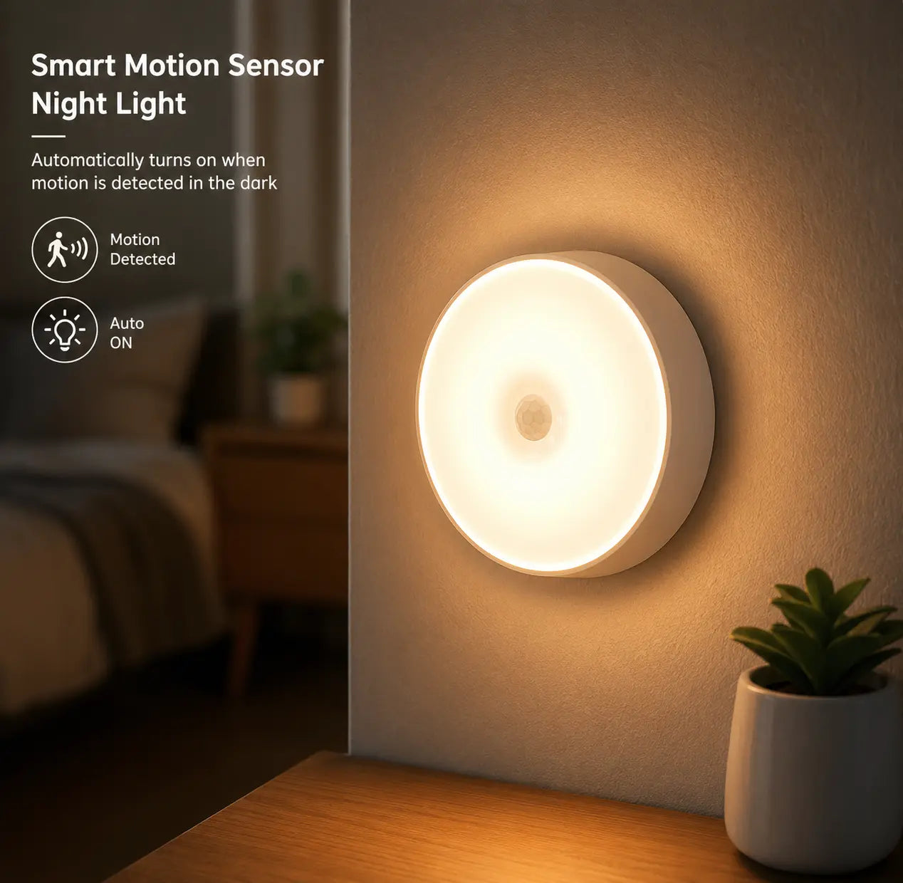 Intelligent Motion Sensor Night Light – Rechargeable Wireless LED Induction Lamp for Bedroom, Hallway, Stairs & Closet - Zentrix