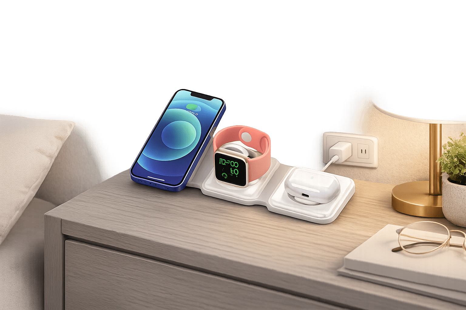 3 in 1 Magnetic Foldable Wireless Charger 15W Fast Charging Station for iPhone, Apple Watch & AirPods | Portable MagSafe Charging Dock - Zentrix