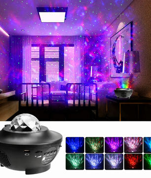 USB Starry Projector Light with Bluetooth Speaker | Ocean Wave Galaxy Night Light | LED Star Sky Projector Lamp with Remote Control - Zentrix