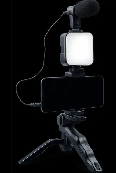 AY-49 Vlogging Kit with LED Light & Mic - Zentrix