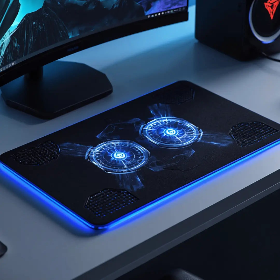N99 Dual Fan Laptop Cooling Pad with LED Lights – Adjustable Laptop Stand, 5 Height Levels, Dual USB Ports, Silent Cooling Fan for Gaming & Office Use - Zentrix