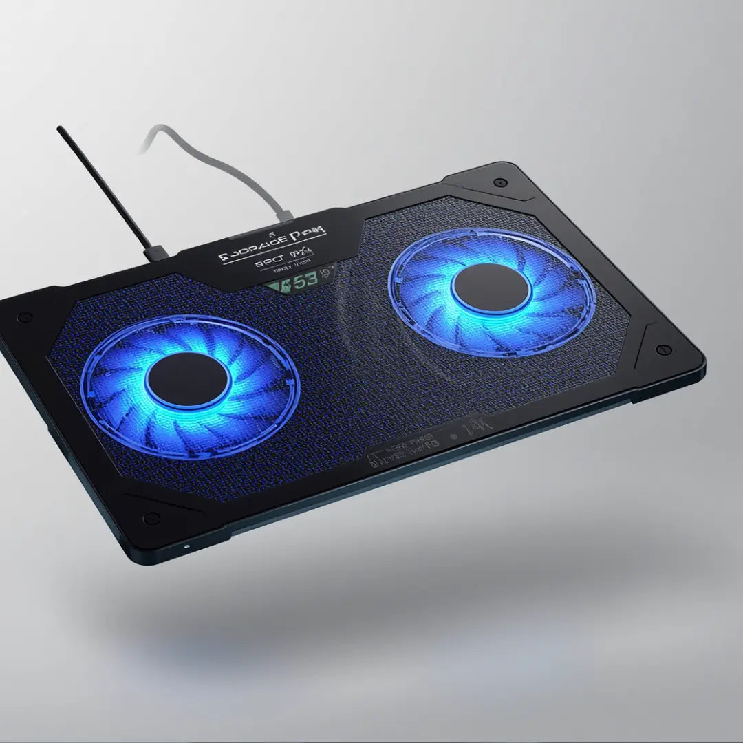 N99 Dual Fan Laptop Cooling Pad with LED Lights – Adjustable Laptop Stand, 5 Height Levels, Dual USB Ports, Silent Cooling Fan for Gaming & Office Use - Zentrix